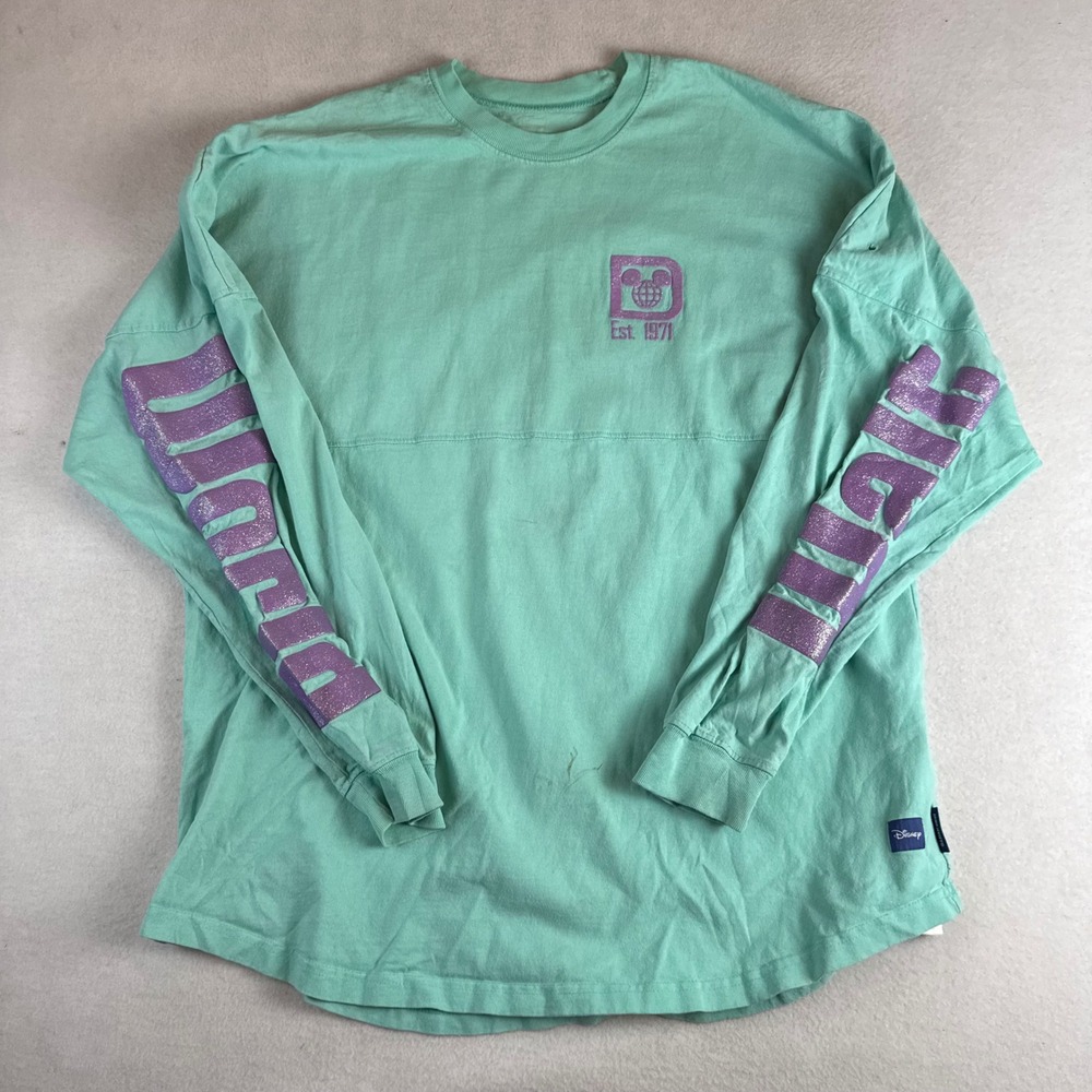 Disney Spirit Jersey Mint Green Purple Glitter Puff Print XL Walt Disney World